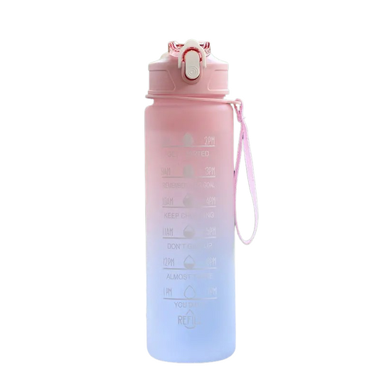 750ml/25oz Gradient Color Plastic Water Bottle With Straw